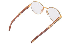 Load image into Gallery viewer, Cartier カルティエ メガネ 眼鏡 ウッドテンプル サングラス アイウェア 度あり カラーレンズ 135b 55□18 美品 中古 48148