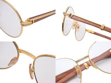 Load image into Gallery viewer, Cartier カルティエ メガネ 眼鏡 ウッドテンプル サングラス アイウェア 度あり カラーレンズ 135b 55□18 美品 中古 48148