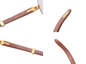 Cartier カルティエ メガネ 眼鏡 ウッドテンプル サングラス アイウェア 度あり カラーレンズ 135b 55□18 美品 中古 48148