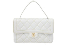 Load image into Gallery viewer, CHANEL シャネル ワイルドステッチ フラップ ハンドバッグ ココマーク 9番台 ラムスキン ホワイト ゴールド金具 美品 中古 48157