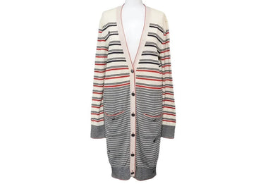 CHANEL シャネル カーディガン ココマーク P45635K05709 ブラック レッド アイボリー ウール コットン カシミヤ 美品 中古 48175