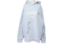 Load image into Gallery viewer, Givenchy ジバンシー デストロイ クラッシュ ロゴ パーカー 水色 ブルー ダメージ トップス BM703A3Y0S サイズM 中古 48177