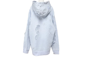 Givenchy ジバンシー デストロイ クラッシュ ロゴ パーカー 水色 ブルー ダメージ トップス BM703A3Y0S サイズM 中古 48177