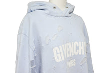 Load image into Gallery viewer, Givenchy ジバンシー デストロイ クラッシュ ロゴ パーカー 水色 ブルー ダメージ トップス BM703A3Y0S サイズM 中古 48177