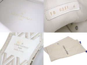 LOUIS VUITTON ルイ ヴィトン スニーカー ハイカット タトゥーライン FA0231 レザー ホワイト グリーン 6 保存袋付 美品 中古 48186