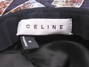 CELINE セリーヌ ハット ウール シルク ヴィスコースレーヨン ブラック 総柄 保存袋有り 美品 中古 48188