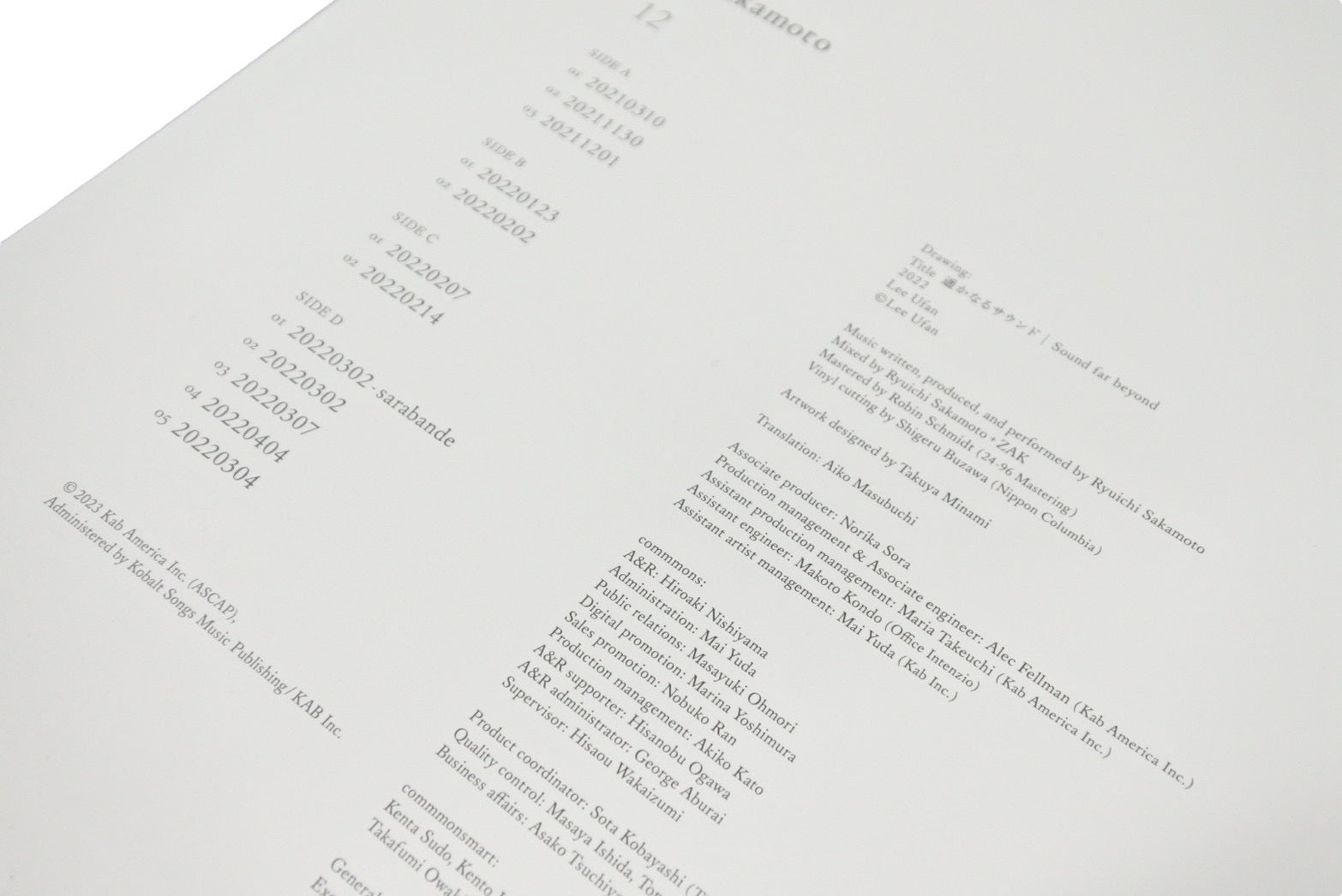 RYUICHI SAKAMOTO 坂本龍一 / 12(通常盤) (国内LP) 48194