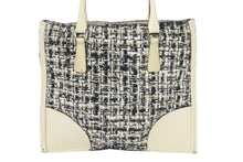Load image into Gallery viewer, PRADA プラダ ミニトートバッグ ハンドバッグ トライアングルロゴ ツイード レザー ベージュ ブラック アイボリー 良品 中古 48241