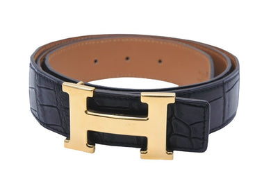 HERMES エルメス ベルト コンスタンス マット ポロサス ブラック 95cm ゴールドバックル □N刻印 美品 中古 48257