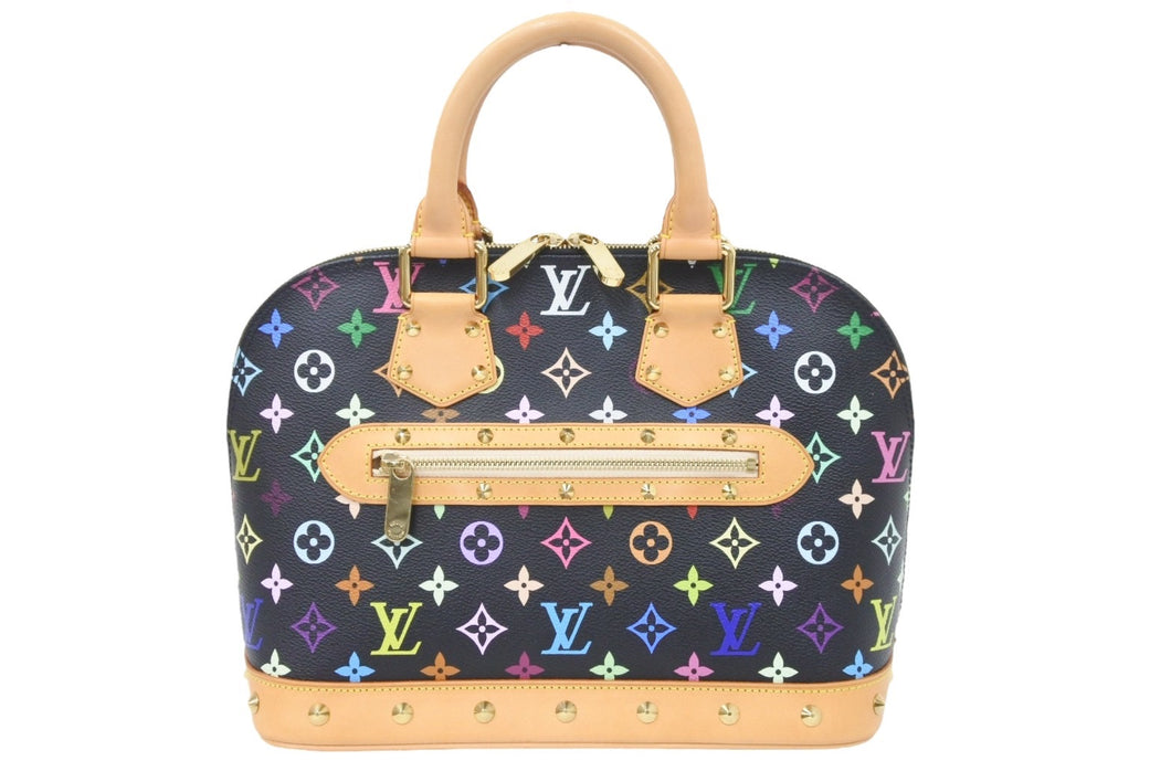 極美品 LOUIS VUITTON ルイヴィトン モノグラムマルチ ハンドバッグ アルマ M92646 ブラック マルチ ゴールド金具 中古 48261