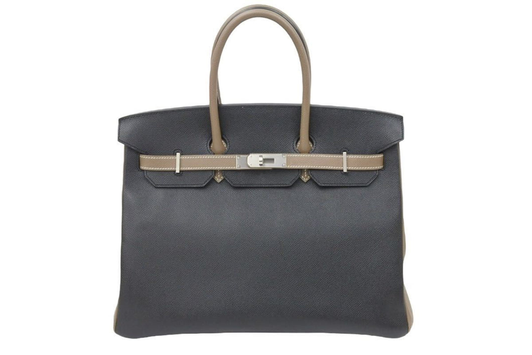 極美品 HERMES エルメス BIRKIN バーキン35 SPO スペシャルオーダー ブラック エトュープ ハンドバッグ □Q刻印 中古 48265