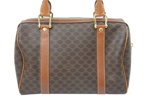 CELINE セリーヌ ハンドバッグ ヴィンテージ マカダムミニボストン 25㎝ バック ブラウン DM97/2 中古 48268