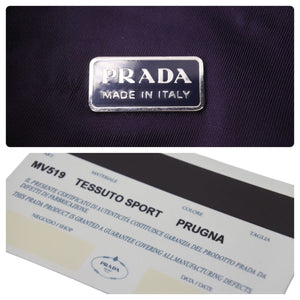 PRADA プラダ ホーボー ナイロン ハンドバッグ パープル 紫 MV519 ミニバッグ 三角ロゴ金具 プレート 美品 中古 48272