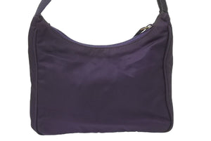 PRADA プラダ ホーボー ナイロン ハンドバッグ パープル 紫 MV519 ミニバッグ 三角ロゴ金具 プレート 美品 中古 48272