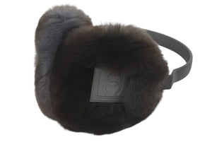 極美品 CHANEL シャネル スポーツライン 06A イヤーマフ ファー ココマーク ブラック グレー 中古 48340