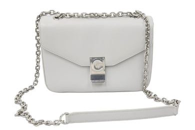 CELINE セリーヌ C ミディアム チェーン ショルダーバッグ グレー カーフスキン シルバー金具 187253BFB08GC 良好 中古 48394