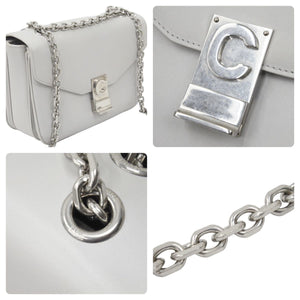 CELINE セリーヌ C ミディアム チェーン ショルダーバッグ グレー カーフスキン シルバー金具 187253BFB08GC 良好 中古 48394