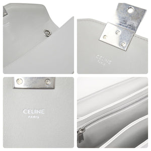 CELINE セリーヌ C ミディアム チェーン ショルダーバッグ グレー カーフスキン シルバー金具 187253BFB08GC 良好 中古 48394