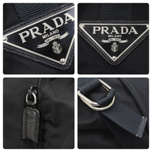 画像をギャラリービューアに読み込む, PRADA プラダ ワンショルダーバッグ 大型 巾着 △ロゴ ナイロン ブラック シルバー金具 美品 中古 48395