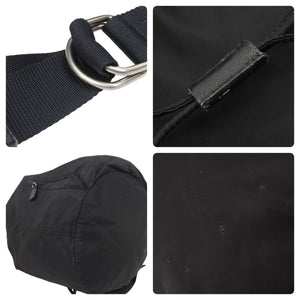 PRADA プラダ ワンショルダーバッグ 大型 巾着 △ロゴ ナイロン ブラック シルバー金具 美品 中古 48395