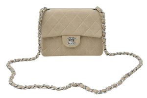CHANEL シャネル チェーンショルダーバッグ ココマーク マトラッセ 6番台 2000年 A01115 ベージュ シルバー 美品 中古 48400
