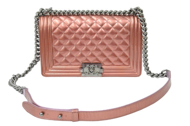 CHANEL シャネル ショルダーバッグ ボーイシャネル 19番台 ピンク パープル パテント 美品 中古 48409