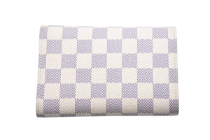 LOUISVUITTON ルイヴィトン 三つ折り財布 ポルトフォイユ アレクサンドラ ダミエ PVC ホワイト グレー ゴールド 美品 中古 48424
