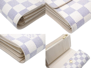 LOUISVUITTON ルイヴィトン 三つ折り財布 ポルトフォイユ アレクサンドラ ダミエ PVC ホワイト グレー ゴールド 美品 中古 48424