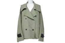 Load image into Gallery viewer, LOEWE ロエベ ダブル ショート ジャケット 21SS レディース S359338XAV ウール カシミヤ グリーン ブラック 34 美品 中古 48451