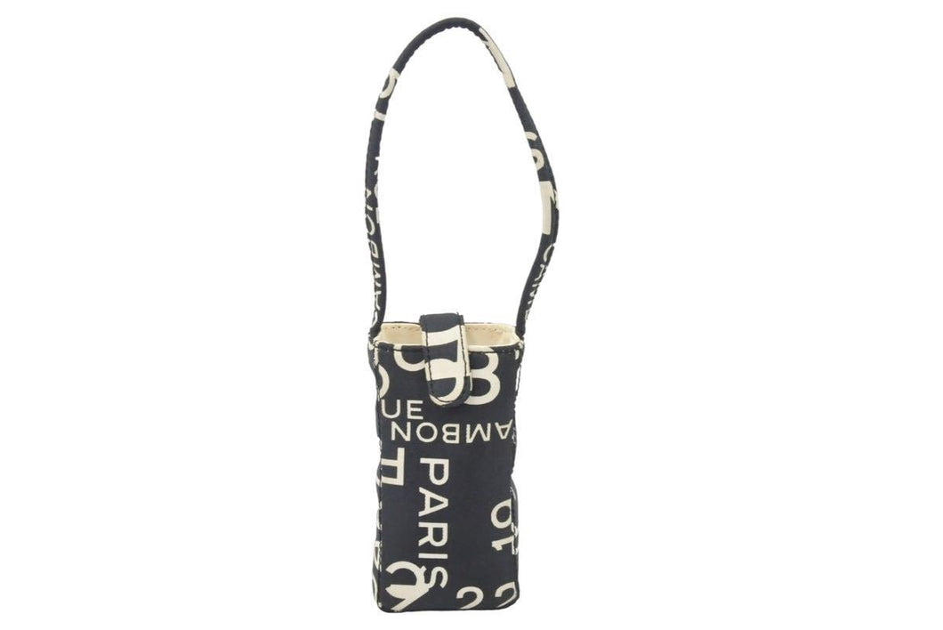 CHANEL シャネル バイシーロゴ スマホケース ブラック ホワイト 小物入れ ハンドバッグ 良好 中古 48459