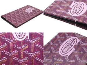 極美品 GOYARD ゴヤール 手帳カバー パスポートケース 普段使い A6サイズ 赤 紫 レッド パープル 中古 48490