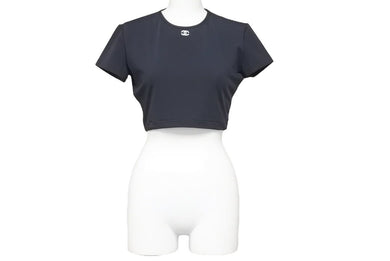 CHANEL シャネル 半袖Ｔシャツ チビT クロップド ココマーク PO5010VO3909 94305 95P ナイロン ブラック 42 美品 中古 48509