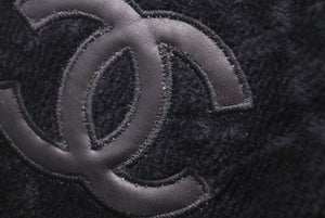 CHANEL シャネル キャップ マトラッセ パイルキャップ ココマーク コットン レザー ブラック S 美品 中古 48510