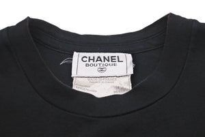 CHANEL シャネル 半袖Ｔシャツ ブランドロゴ 16SS コットン ブラック ゴールド 35/137 M 美品 中古 48513