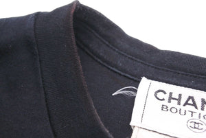 CHANEL シャネル 半袖Ｔシャツ ブランドロゴ 16SS コットン ブラック ゴールド 35/137 M 美品 中古 48513