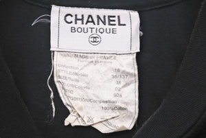 CHANEL シャネル 半袖Ｔシャツ ブランドロゴ 16SS コットン ブラック ゴールド 35/137 M 美品 中古 48513