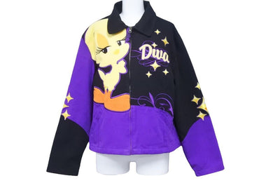 JH DESIGN ジェイエイチデザイン Tweety ブルゾンジャケット レーシングジャケット ブラック パープル 2XL 良品 中古 48519