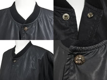 Load image into Gallery viewer, CHROMEHEARTS クロムハーツ FLURIES JRD ナイロンジャケット クロスボタン シルバー925 レザー ブラック サイズL 美品 中古 48579