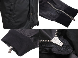 CHROMEHEARTS クロムハーツ FLURIES JRD ナイロンジャケット クロスボタン シルバー925 レザー ブラック サイズL 美品 中古 48579