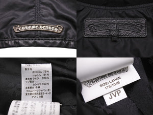 CHROMEHEARTS クロムハーツ FLURIES JRD ナイロンジャケット クロスボタン シルバー925 レザー ブラック サイズL 美品 中古 48579