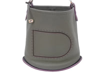 Load image into Gallery viewer, 極美品 DELVAUX デルボー ハンドバッグ Pin Mini Bucket トリヨン カーキ パープル シルバー金具 中古 48591