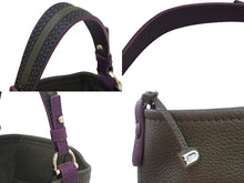 Load image into Gallery viewer, 極美品 DELVAUX デルボー ハンドバッグ Pin Mini Bucket トリヨン カーキ パープル シルバー金具 中古 48591