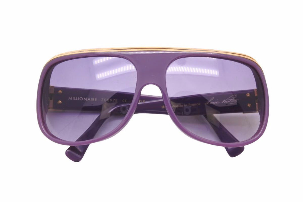 初期 極美品 LOUIS VUITTON ルイヴィトン ミリオネア サングラス 61□15 Z0097E パープル ゴールド アイウェア 48607