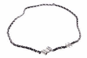 新品同様 CHANEL シャネル エアポッツ チェーン ショルダー ネックレス シルバー ブラック ココマーク B21 中古 48664