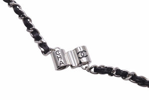 新品同様 CHANEL シャネル エアポッツ チェーン ショルダー ネックレス シルバー ブラック ココマーク B21 中古 48664