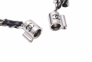 新品同様 CHANEL シャネル エアポッツ チェーン ショルダー ネックレス シルバー ブラック ココマーク B21 中古 48664