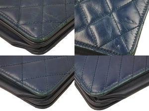 CHANEL シャネル ボーイシャネル マトラッセ チェーンウォレット Wステッチ 20番台 2015年 ネイビー 美品 中古 48672