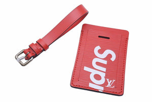 極美品 LOUIS VUITTON×Supreme ルイ・ヴィトン×シュプリーム ネームタグ レッド エピレザー M67726 中古 48686