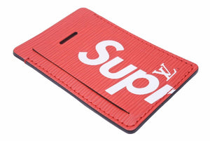 極美品 LOUIS VUITTON×Supreme ルイ・ヴィトン×シュプリーム ネームタグ レッド エピレザー M67726 中古 48686