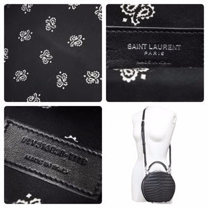SAINT LAURENT サンローラン クロコ型押し ２WAY ドラム ハンドバッグ ブラック ショルダーバッグ ロゴ 美品 中古 48689
